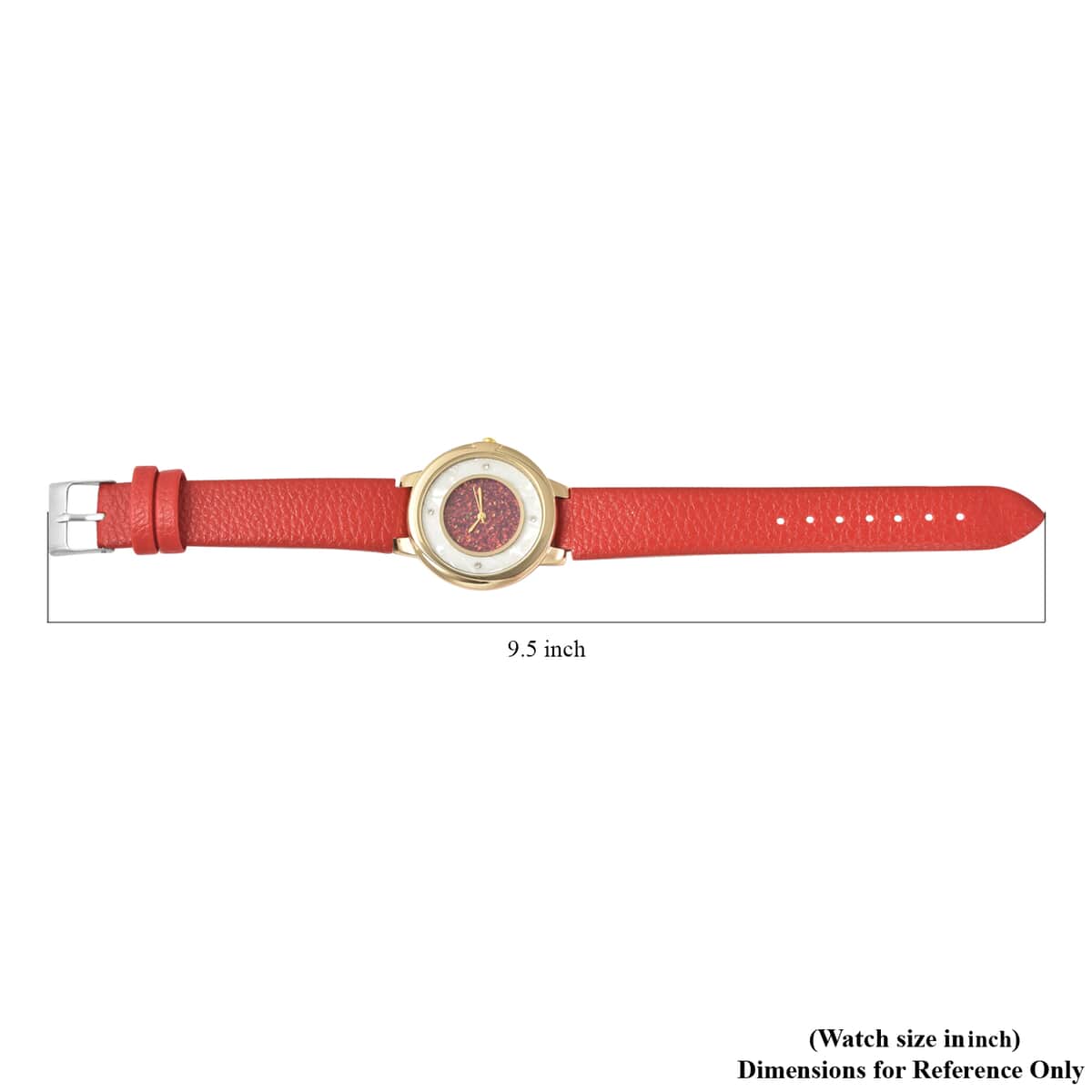 VALENTINE'S SPECIAL GENOA Austrian Crystal Miyota Japanese Movement Watch with Simulated Opal Dial and Red Vegan Leather Strap image number 6