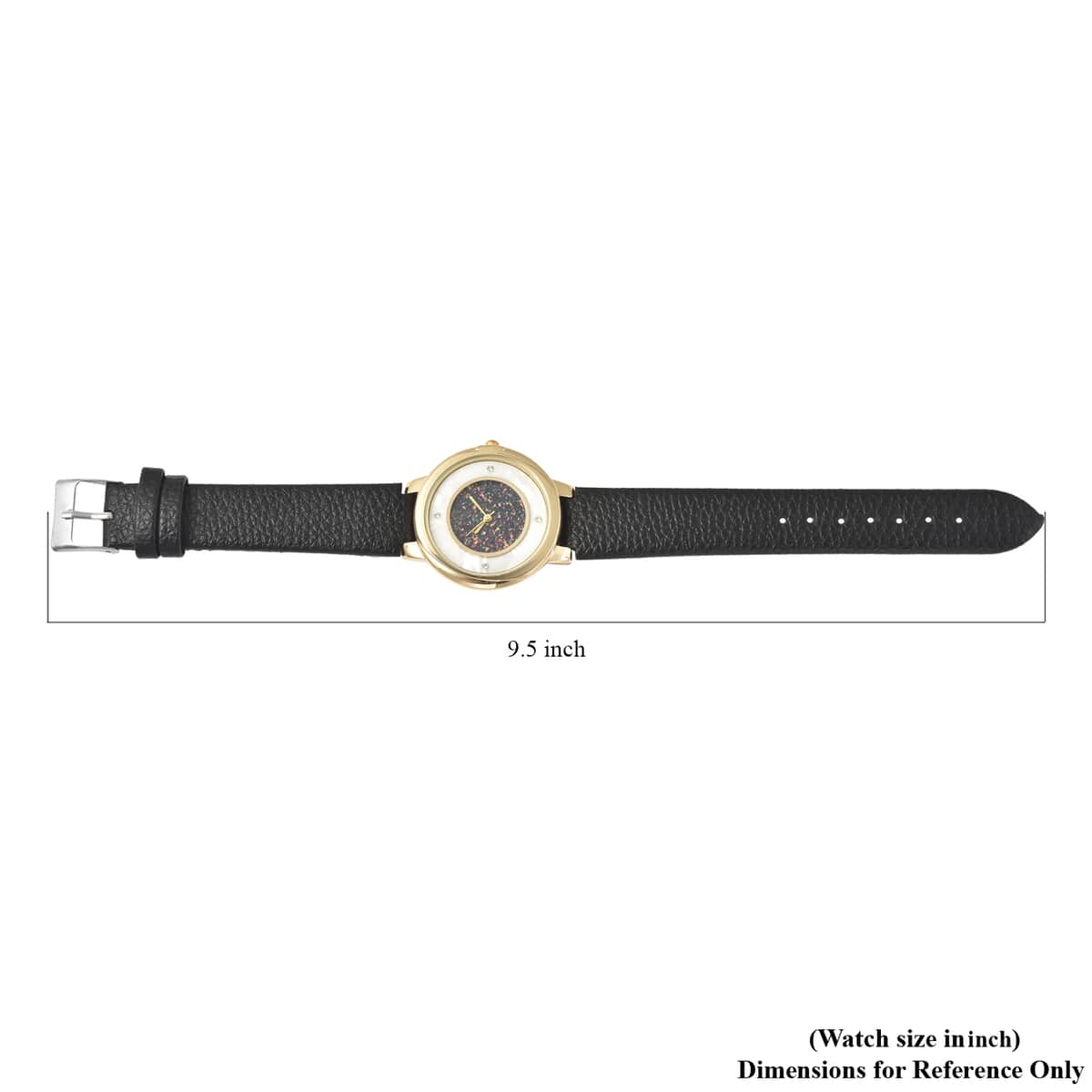 GENOA Austrian Crystal Miyota Japanese Movement Watch with Simulated Opal Dial and Black Vegan Leather Strap image number 6