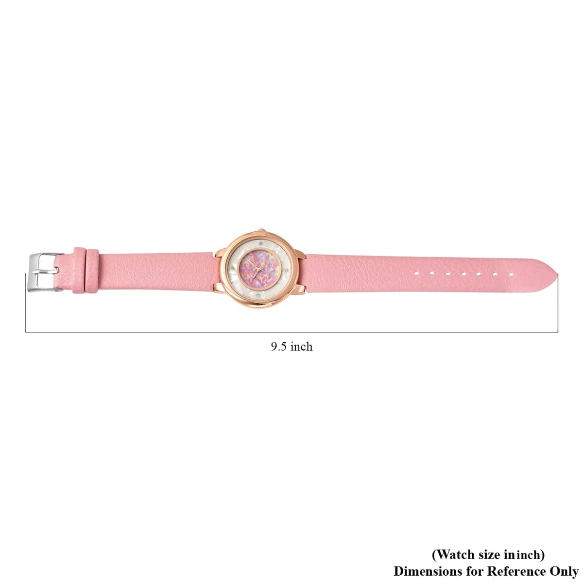 GENOA Austrian Crystal Miyota Japanese Movement Watch with Simulated Opal Dial and Pink Vegan Leather Strap image number 6