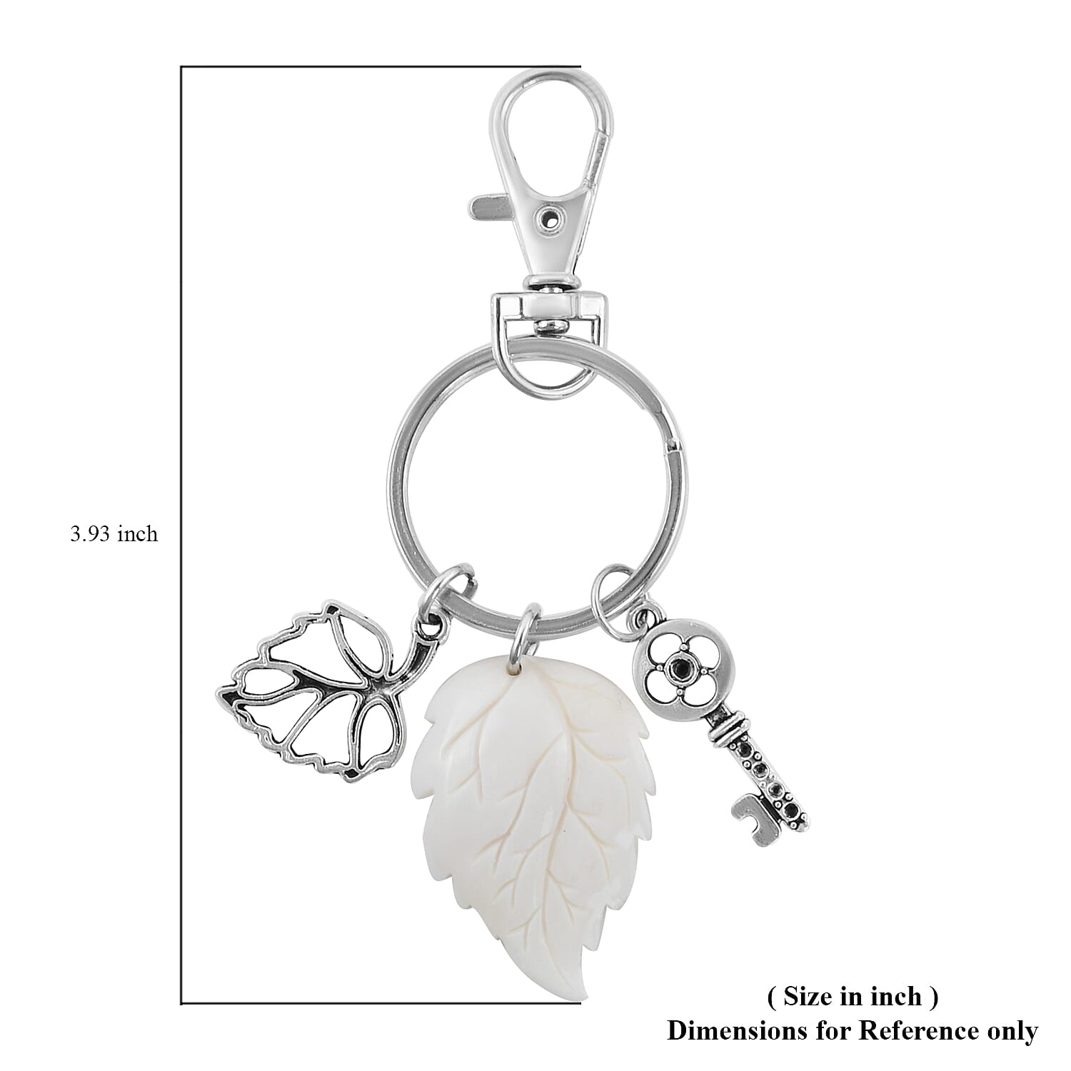 Stainless Steel Chrome Leaf, Leaf & Key Charms