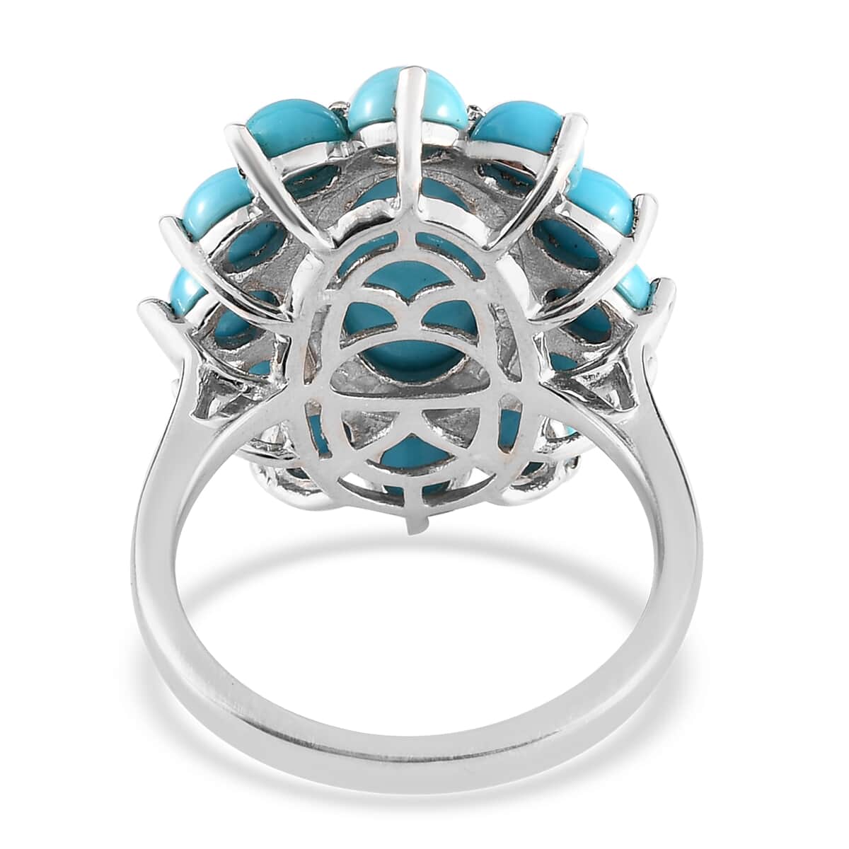 American Natural Sleeping Beauty Turquoise Elongated Ring in Platinum Over Sterling Silver (Size 11.0) 5.65 ctw image number 4