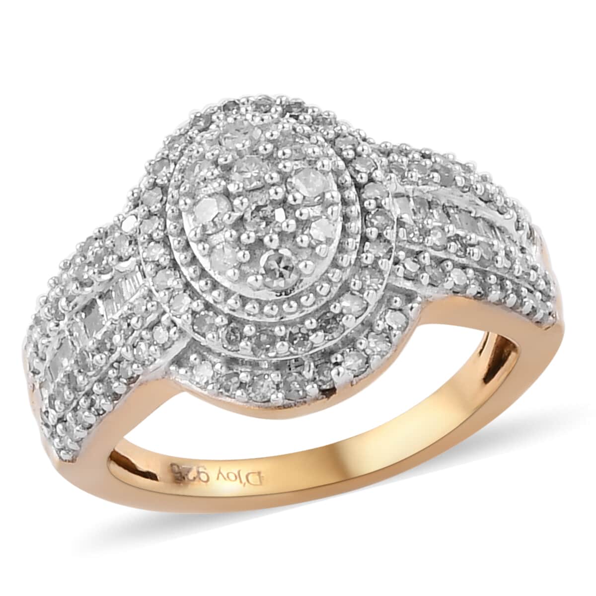Diamond Cocktail Ring in 14K Yellow Gold Over Sterling Silver (Size 11.0) 1.00 ctw image number 0