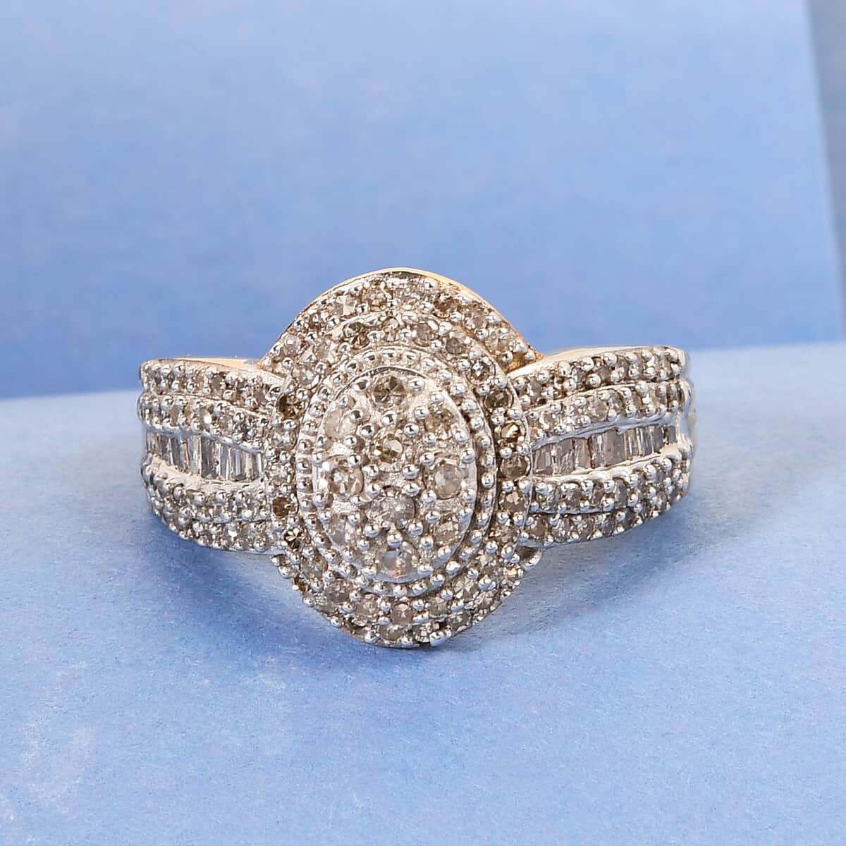 Diamond Cocktail Ring in 14K Yellow Gold Over Sterling Silver (Size 11.0) 1.00 ctw image number 1