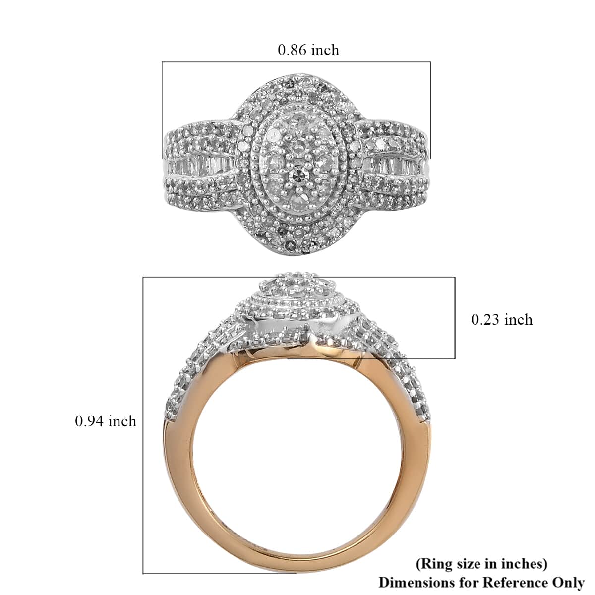 Diamond Cocktail Ring in 14K Yellow Gold Over Sterling Silver (Size 11.0) 1.00 ctw image number 5