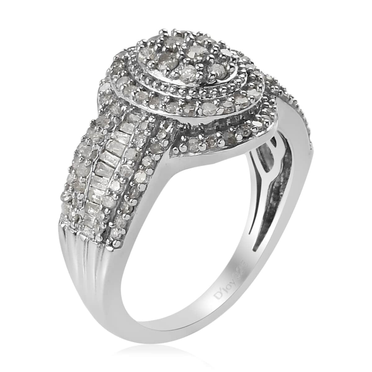 Diamond Cocktail Ring in Platinum Over Sterling Silver (Size 8.0) 1.00 ctw image number 3