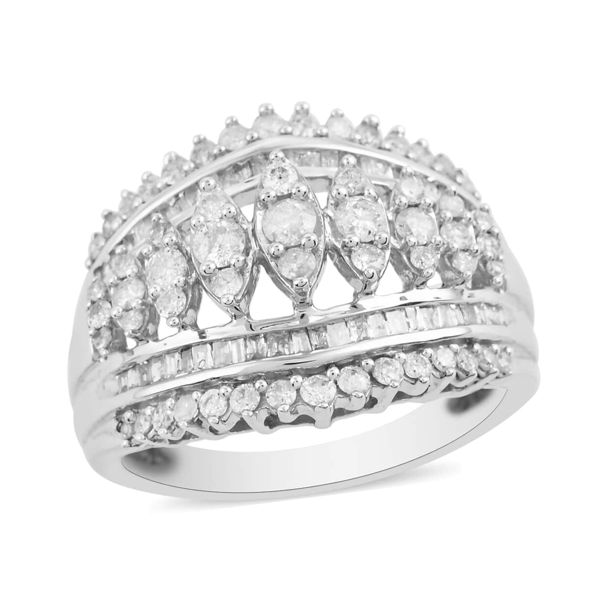 NY Closeout 10K White Gold Diamond (G-H, I2) Ring (5.30 g) 1.00 ctw image number 0