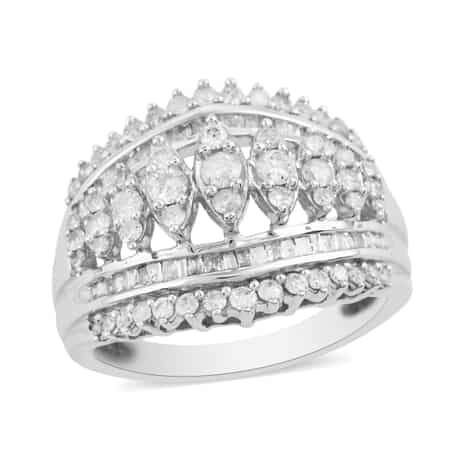NY Closeout 10K White Gold G-H I2 Diamond Ring (Size 7.0) 5.30 Grams 1.00 ctw image number 0