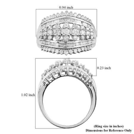 NY Closeout 10K White Gold G-H I2 Diamond Ring (Size 7.0) 5.30 Grams 1.00 ctw image number 4