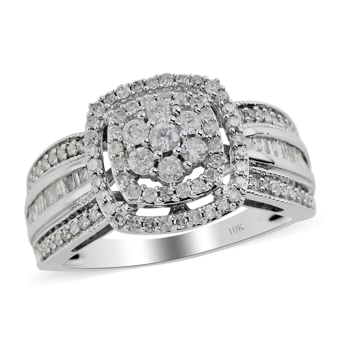 NY Closeout 10K White Gold G-H I2 Diamond Ring (Size 7.0) 0.75 ctw image number 0