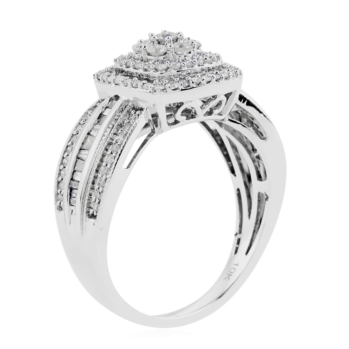 NY Closeout 10K White Gold G-H I2 Diamond Ring (Size 7.0) 0.75 ctw image number 2