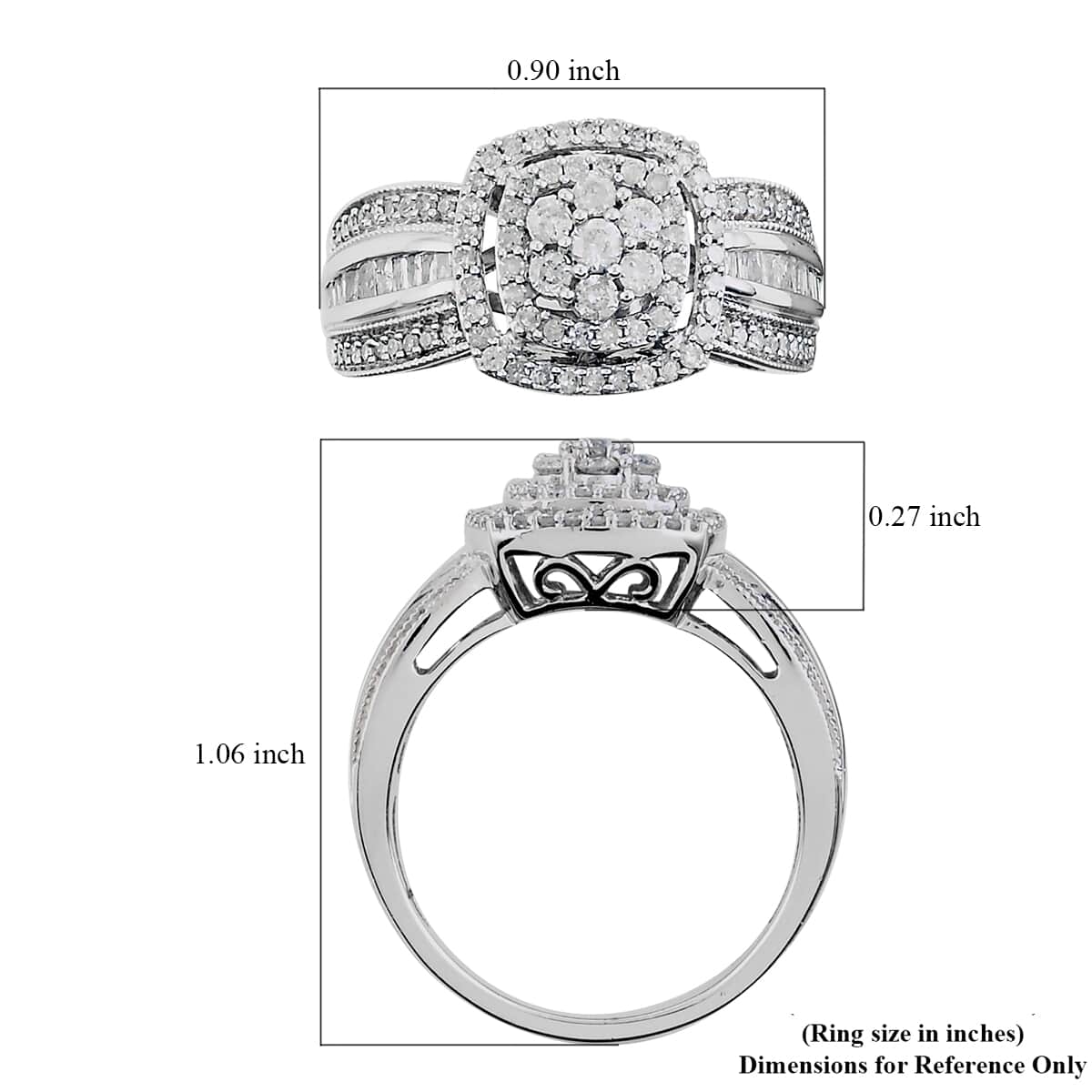 NY Closeout 10K White Gold G-H I2 Diamond Ring (Size 7.0) 0.75 ctw image number 4