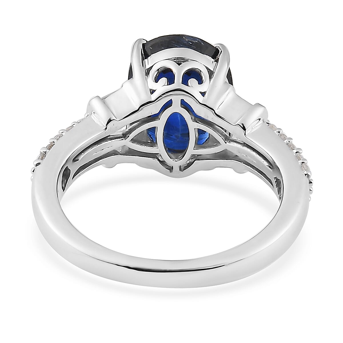 Premium Kashmir Kyanite and White Zircon Ring in Platinum Over Sterling Silver 5.85 ctw image number 4