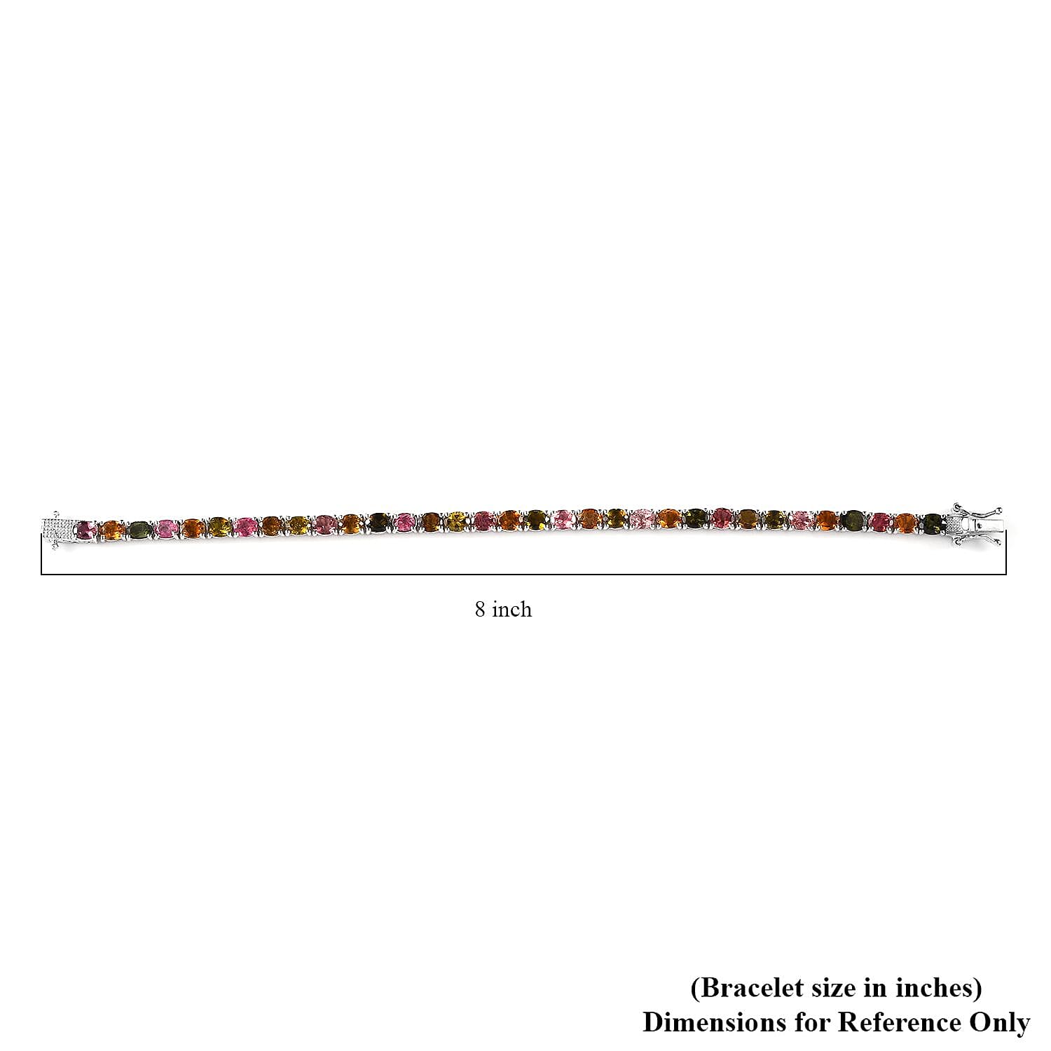 Multi-Tourmaline Tennis Bracelet in Platinum Over Sterling Silver (7.25 In) 10.40 ctw