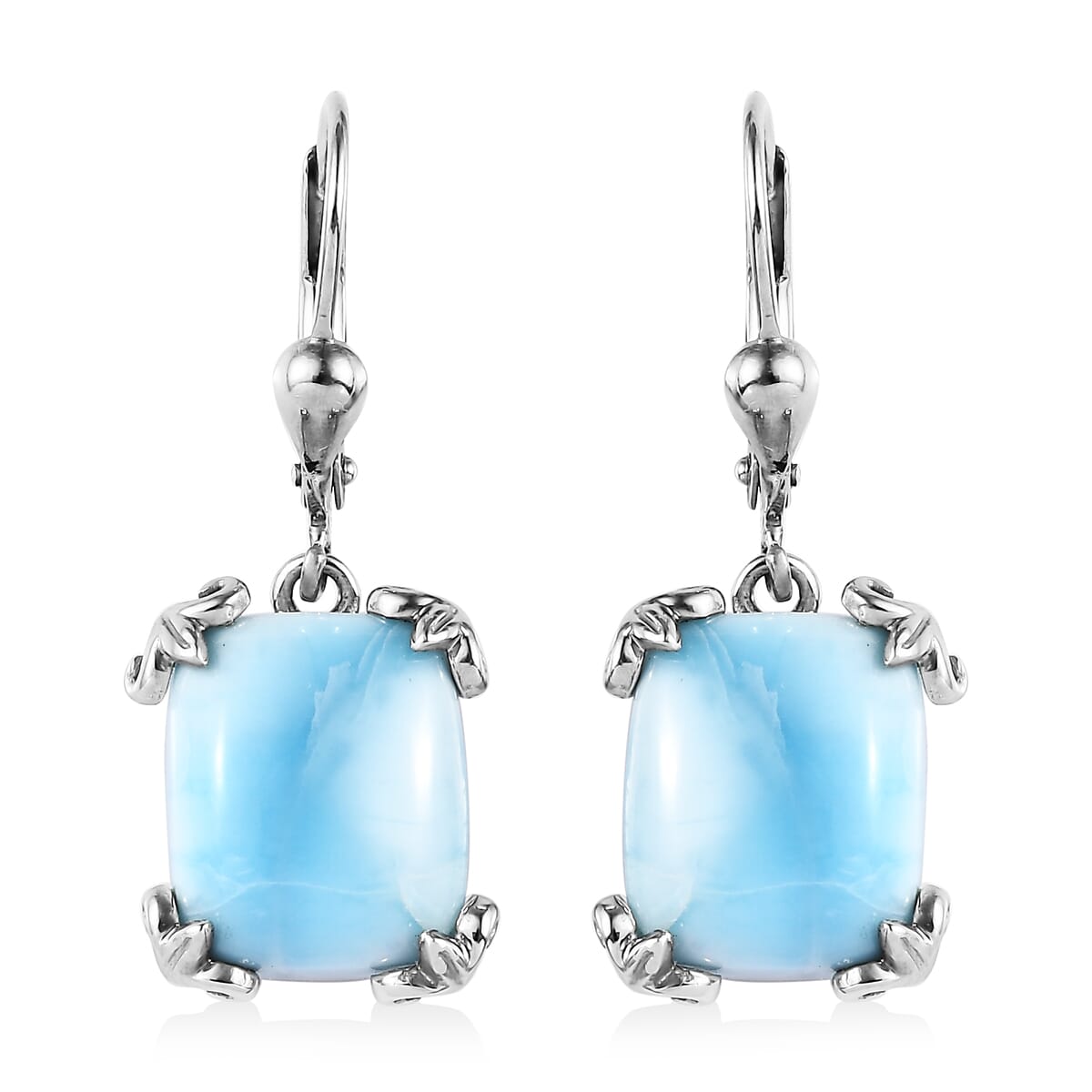 Larimar Lever Back Earring in Platinum Over Sterling Silver 11.85 ctw image number 0