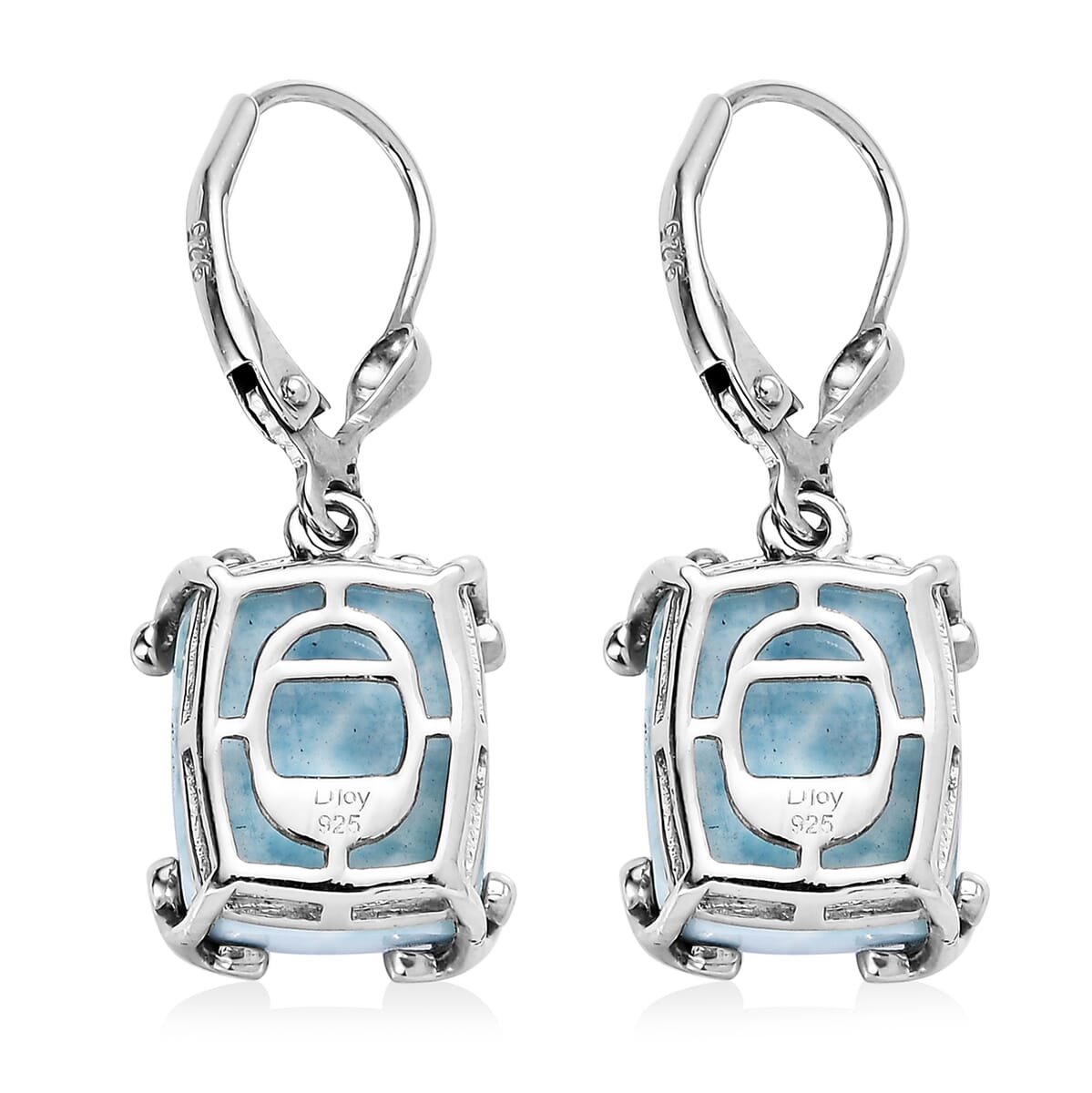Larimar Lever Back Earring in Platinum Over Sterling Silver 11.85 ctw image number 3
