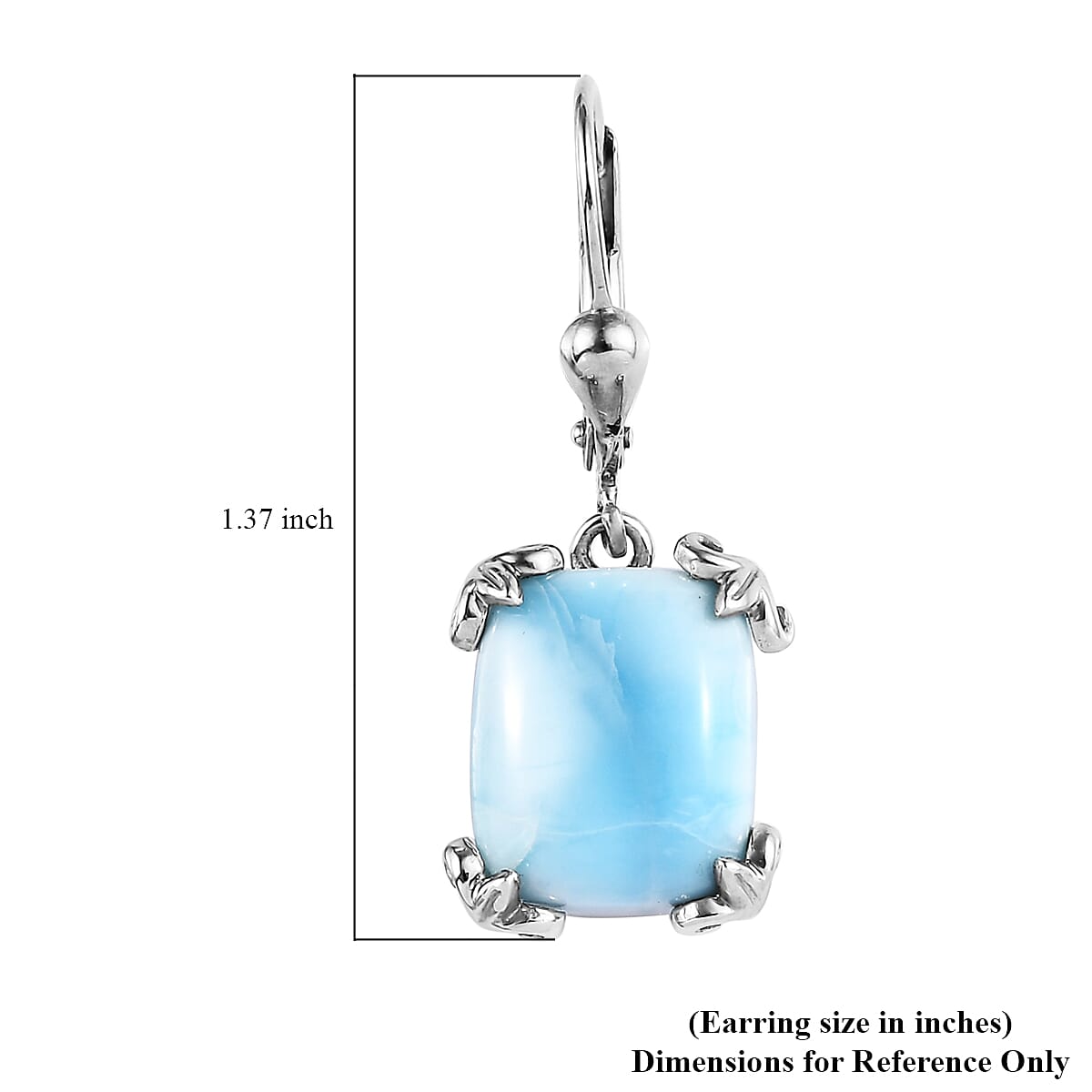Larimar Lever Back Earring in Platinum Over Sterling Silver 11.85 ctw