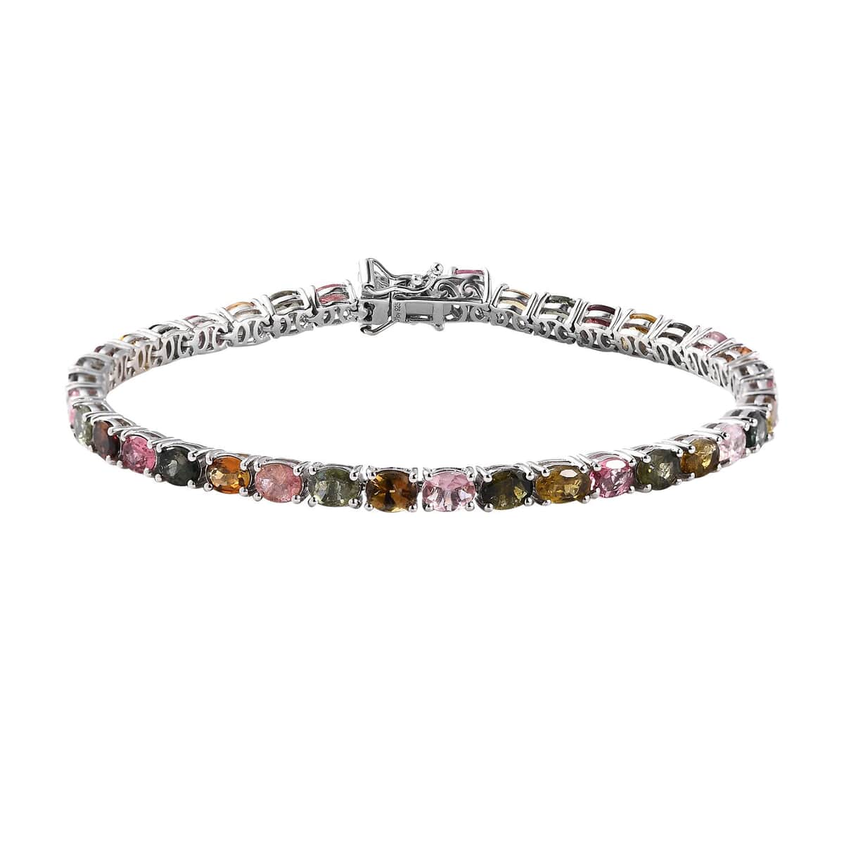 Multi-Tourmaline Tennis Bracelet in Platinum Over Sterling Silver (8.00 In) 11.70 ctw image number 0