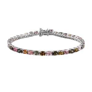 Multi-Tourmaline Tennis Bracelet in Platinum Over Sterling Silver (8.00 In) 11.70 ctw