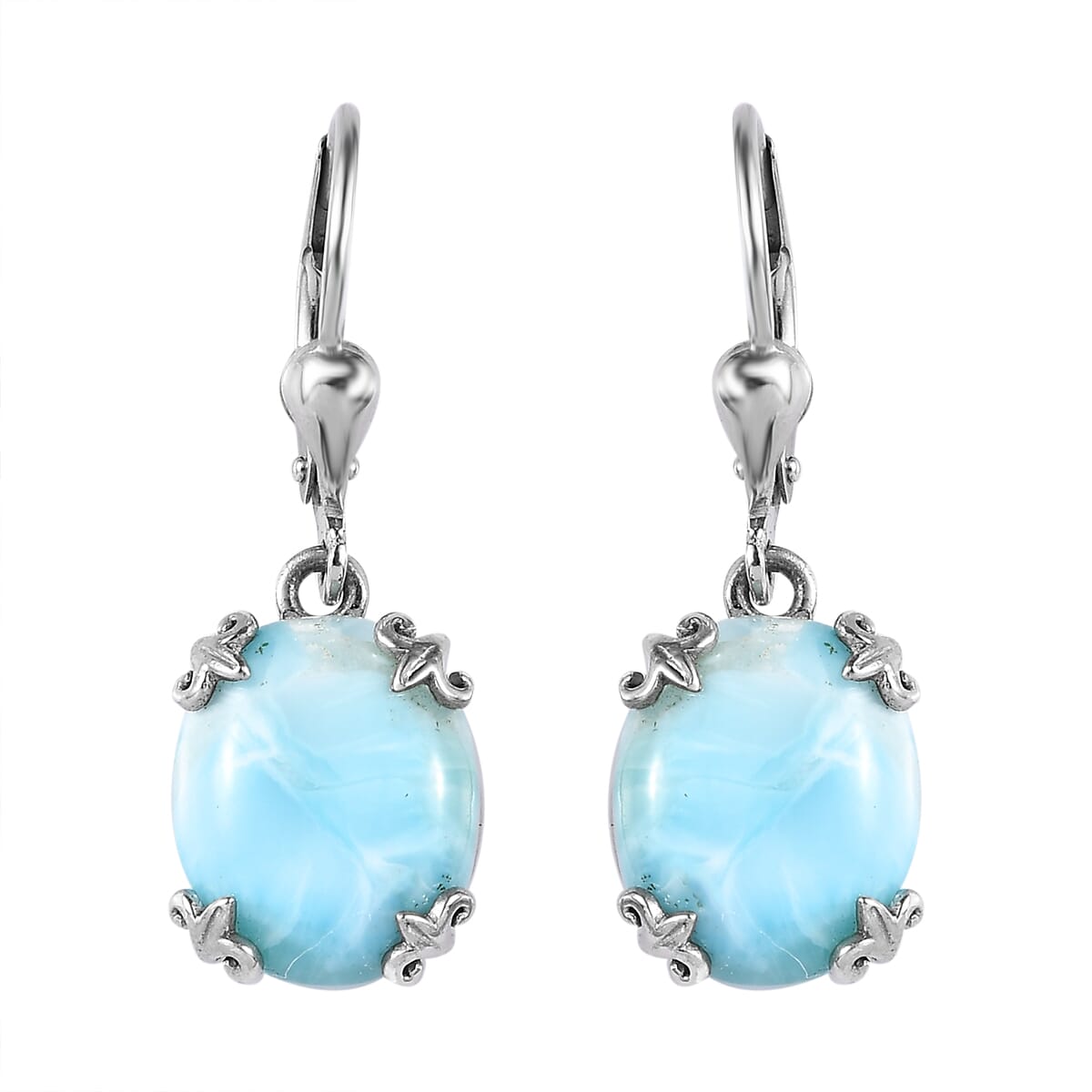 Sterling Silver Larimar Lever Back Earrings Sterling Silver Larimar Lever Back Earrings
