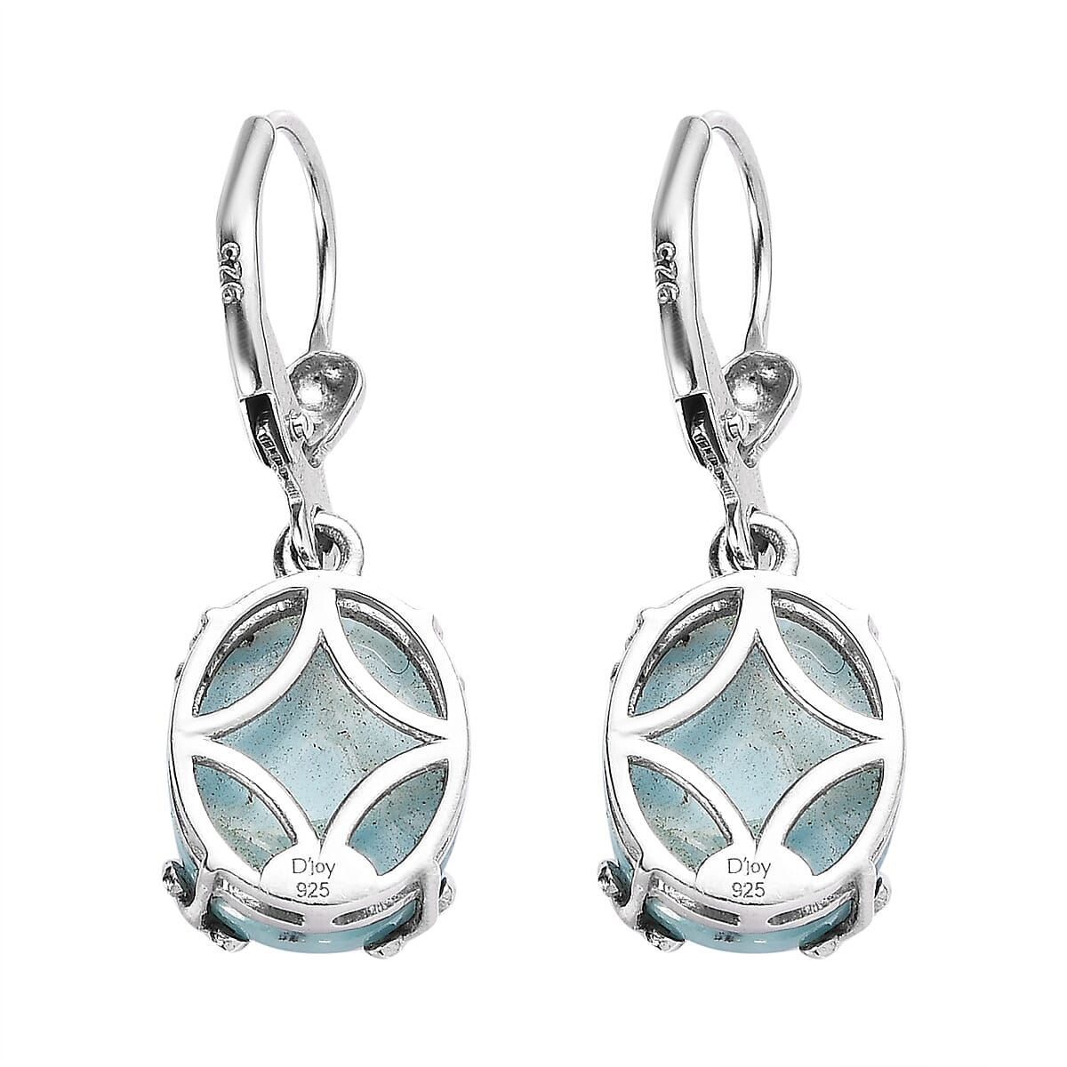 Larimar Lever Back Earring in Platinum Over Sterling Silver 10.35 ctw