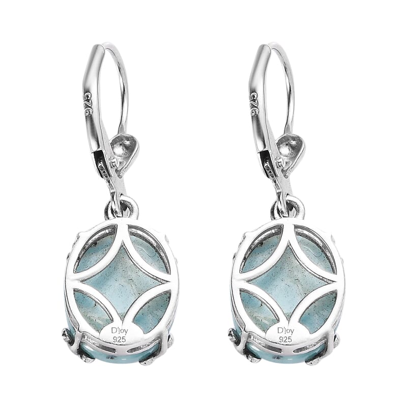 Larimar Lever Back Earring in Platinum Over Sterling Silver 10.35 ctw