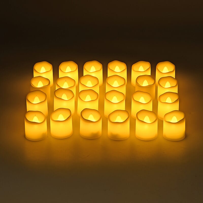 Ankur Treasure Chest Livmore Set of 24 pcs Ivory Candle with Warm Lights