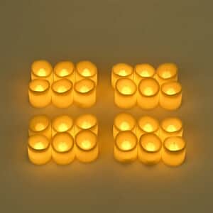 Set of 24pcs Ivory Candle with Warm Lights