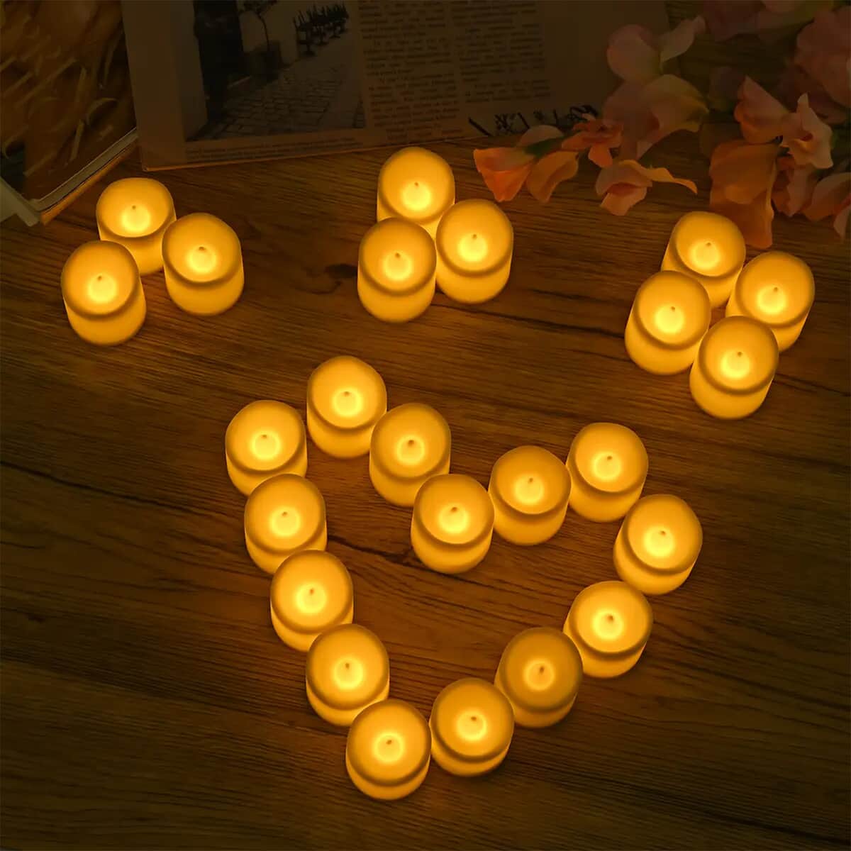 Set of 24pcs Ivory Candle with Warm Lights (1.45"x1.6") image number 1