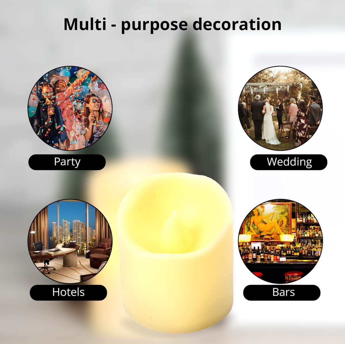 Set of 24pcs Ivory Candle with Warm Lights (1.45"x1.6") image number 3