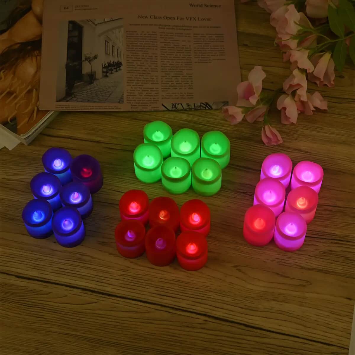 Set of 24pcs Multi Color Candle with RGB Lights image number 1