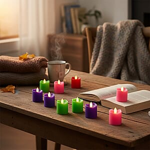 Ankur Treasure Chest Livmore Set of 24pcs Multi Color Candle with RGB Lights