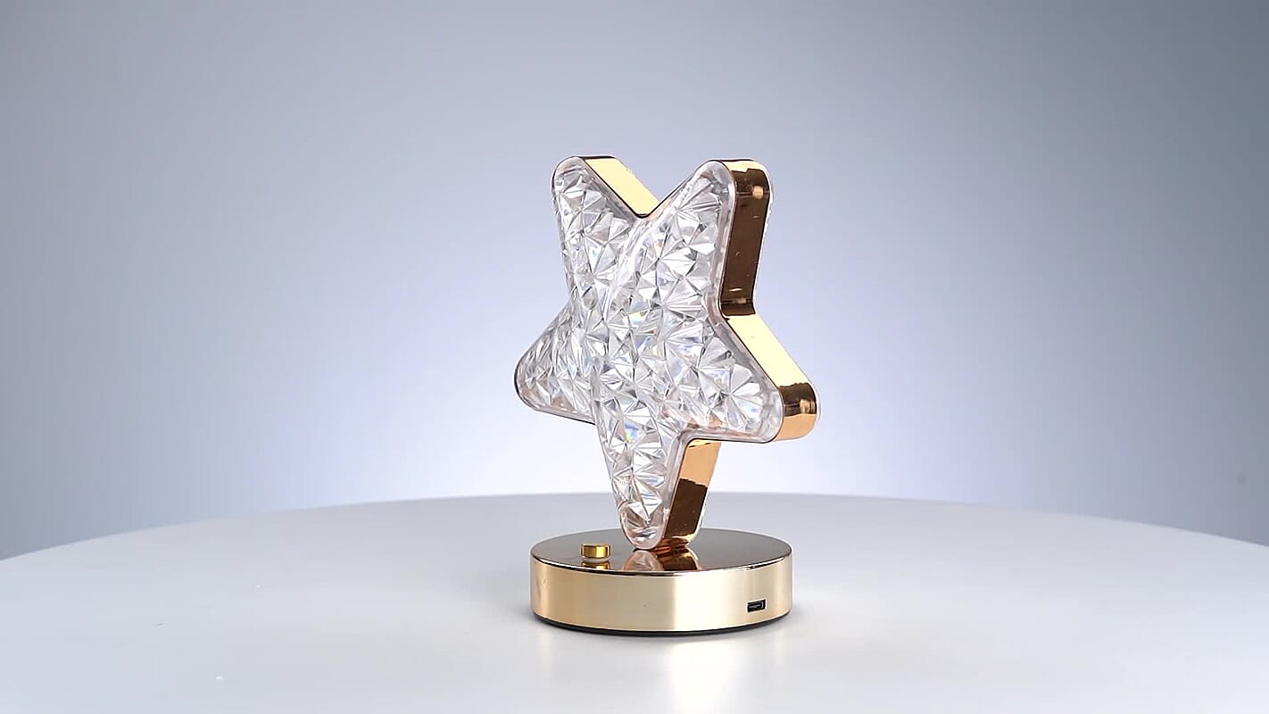 Touch Controlled Star-shaped Crystal Table Lamp (5.9"x6.9")