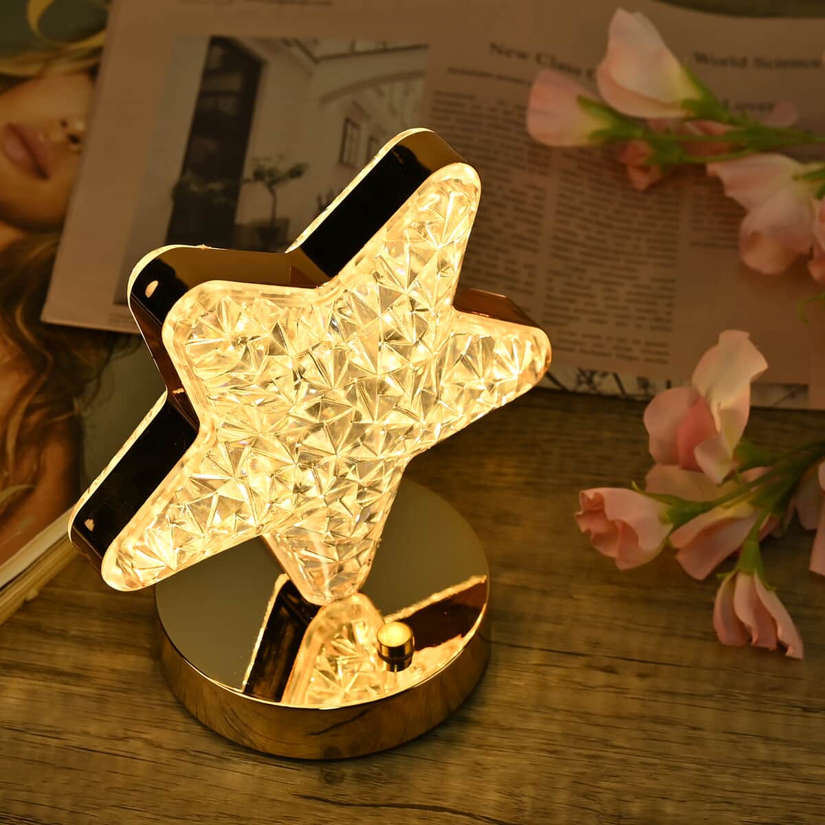 Touch Controlled Star-shaped Crystal Table Lamp (5.9"x6.9") image number 1