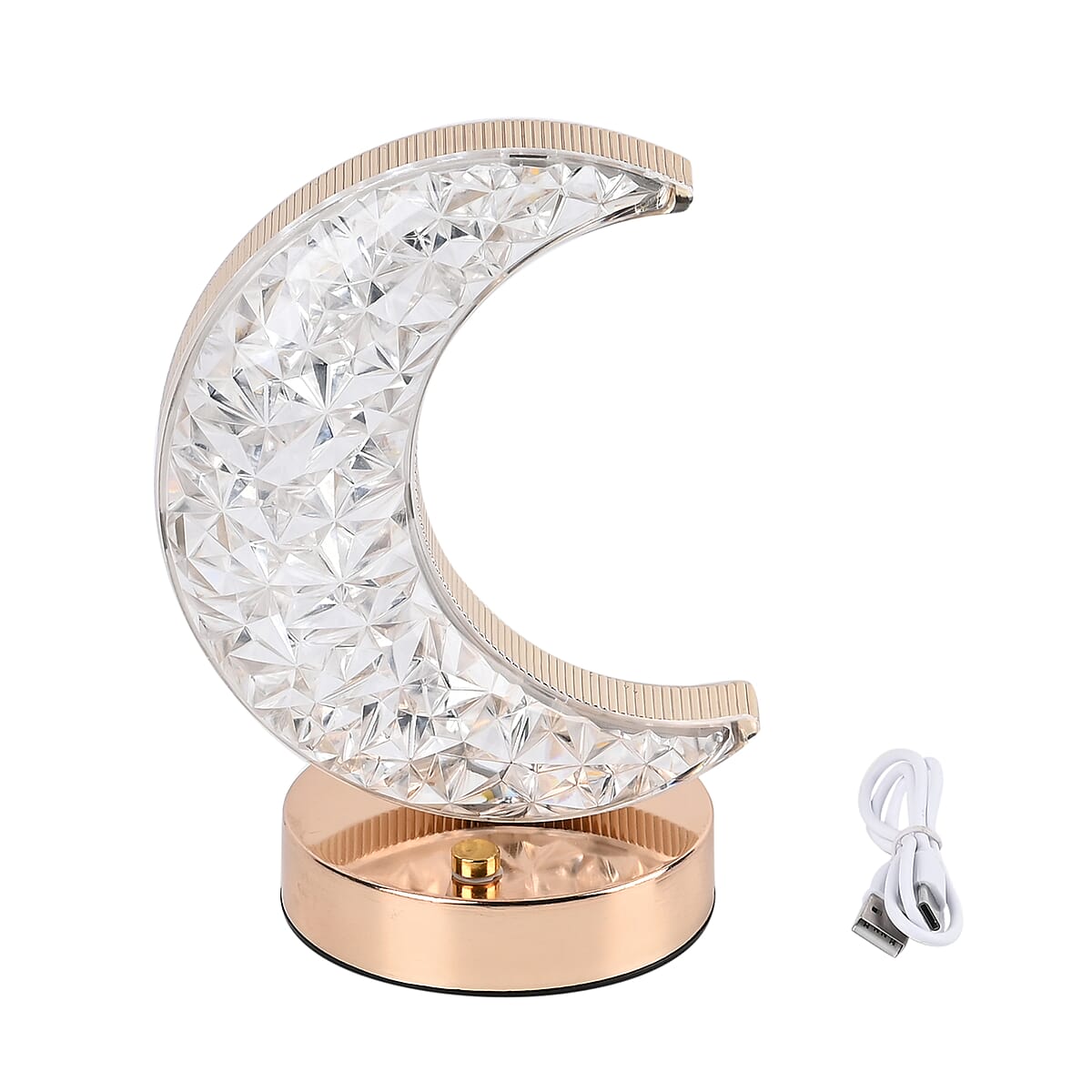 Livmore Touch Controlled Moon-shaped Crystal Table Lamp image number 2