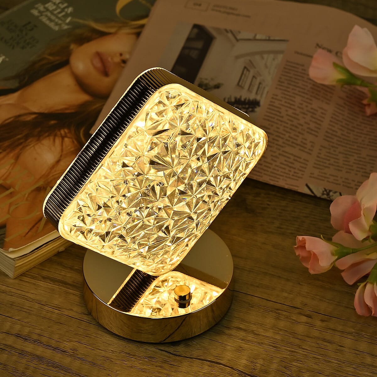 Livmore Touch Controlled Diamond-shaped Crystal Table Lamp image number 1
