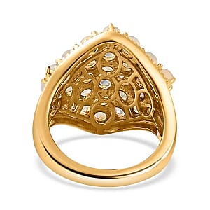 Ethiopian Welo Opal 2.50 ctw Cluster Ring in Vermeil Yellow Gold Over Sterling Silver (Size 11.5)