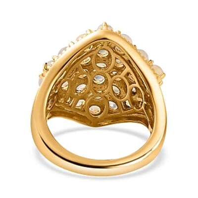 Ethiopian Welo Opal 2.50 ctw Cluster Ring in Vermeil Yellow Gold Over Sterling Silver (Size 11.5)