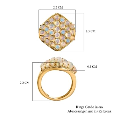 Ethiopian Welo Opal 2.50 ctw Cluster Ring in Vermeil Yellow Gold Over Sterling Silver (Size 11.5)