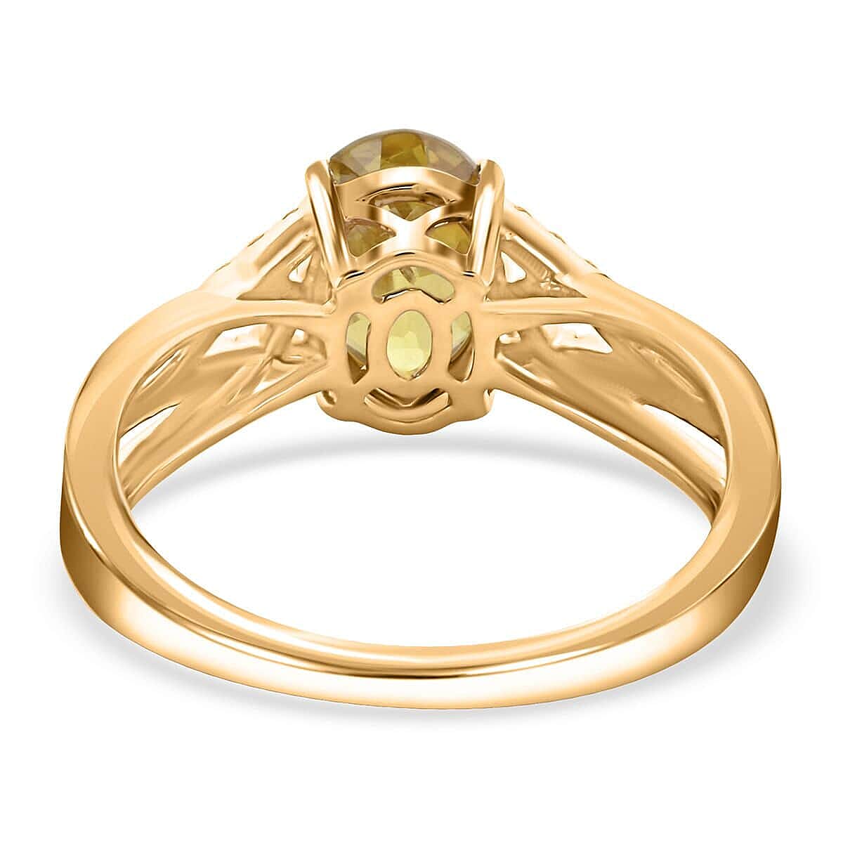 Certified & Appraised Luxoro AAA Sava Sphene and G-H I2 Diamond 1.75 ctw Ring in 14K Yellow Gold (Size 10.0)