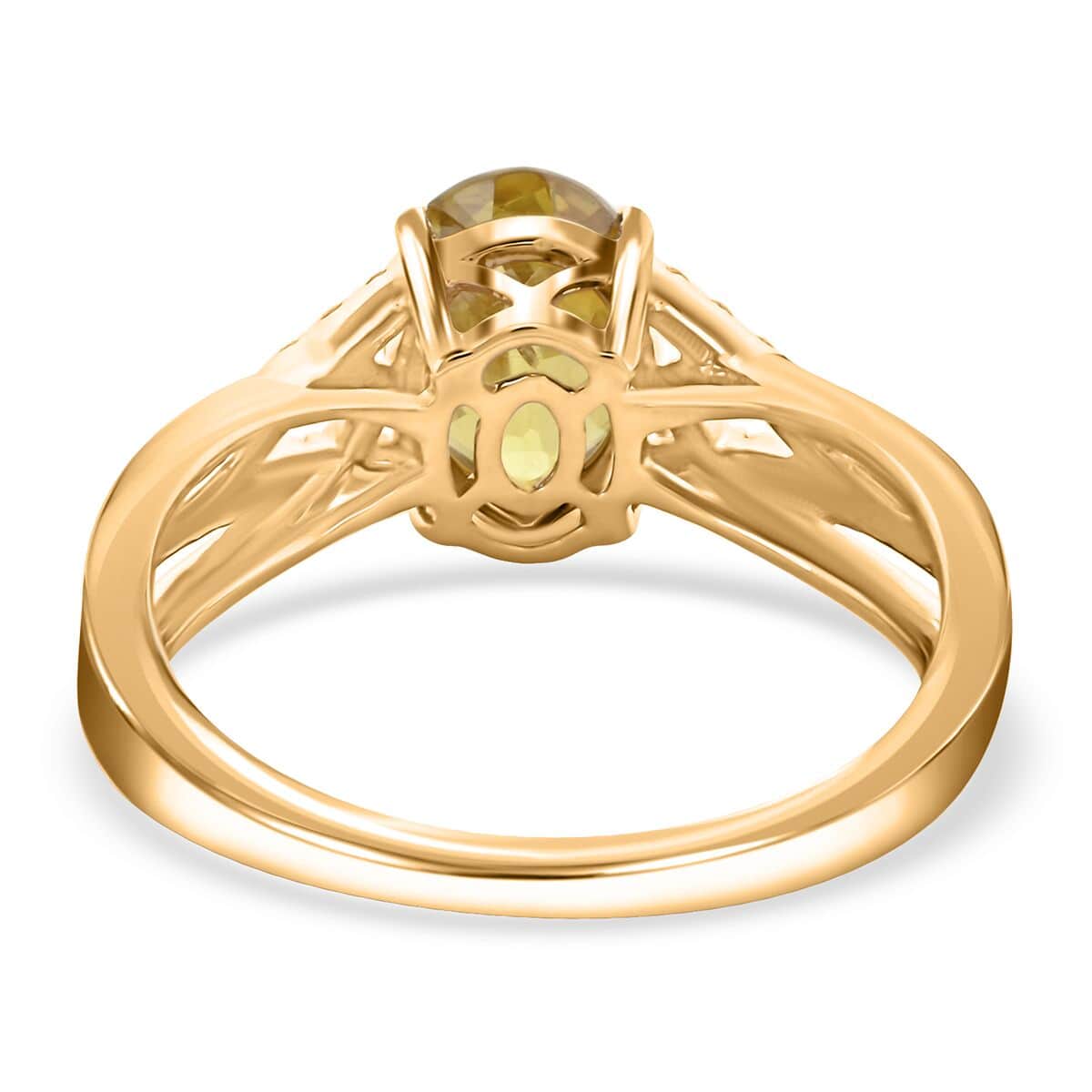 Certified & Appraised Luxoro 14K Yellow Gold AAA Sava Sphene and G-H I2 Diamond Ring 1.75 ctw (Del. in 7-12 Days) image number 4