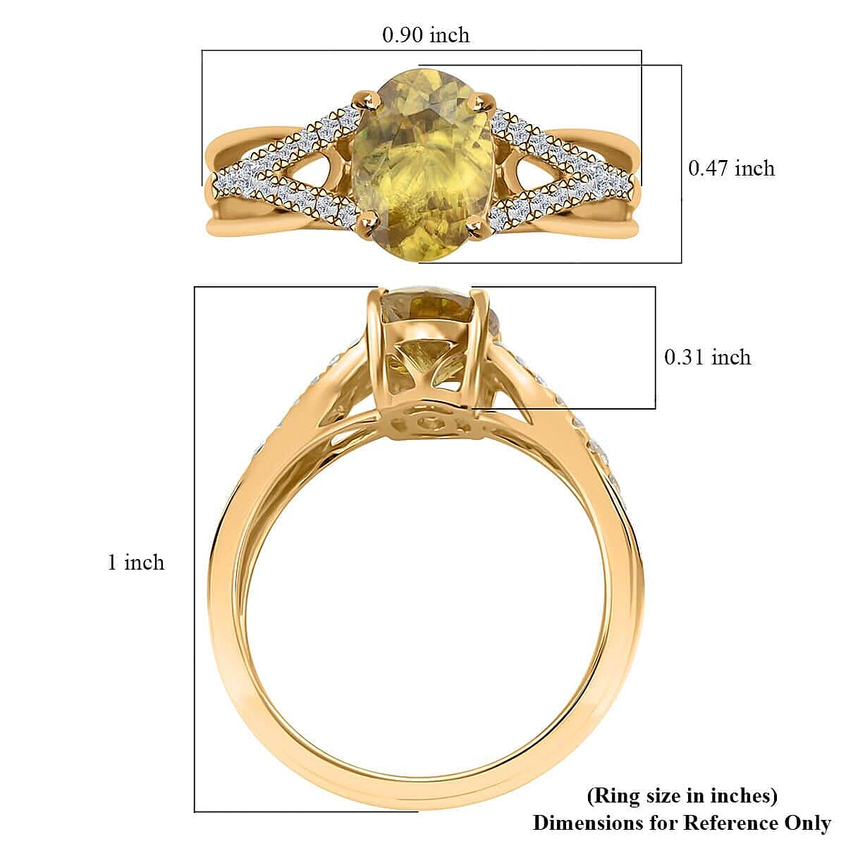 Certified & Appraised Luxoro AAA Sava Sphene and G-H I2 Diamond 1.75 ctw Ring in 14K Yellow Gold (Size 10.0)
