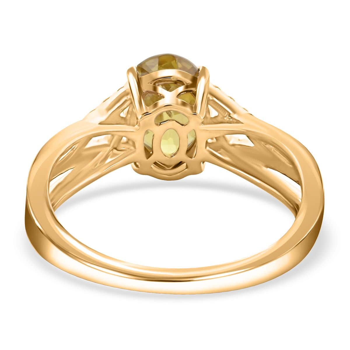 Certified & Appraised Luxoro 14K Yellow Gold AAA Sava Sphene and G-H I2 Diamond Ring (Size 7.0) 1.75 ctw image number 4