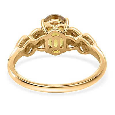 Certified & Appraised Luxoro AAA Sava Sphene and G-H I2 Diamond 1.70 ctw Ring in 14K Yellow Gold (Size 10.0)