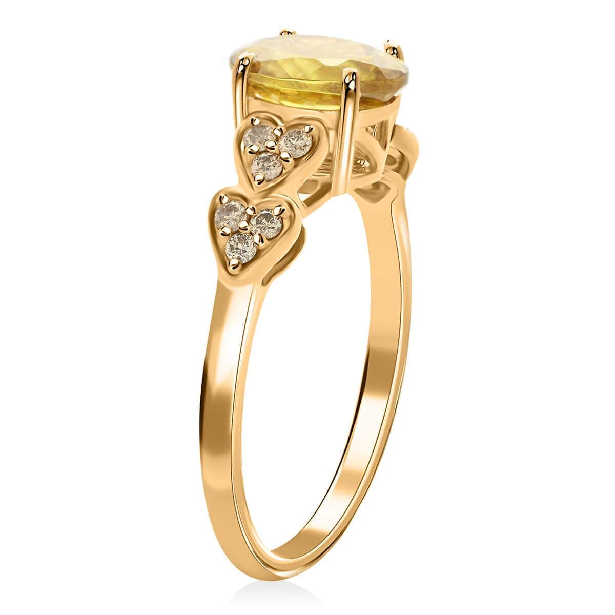 Certified & Appraised Luxoro AAA Sava Sphene and G-H I2 Diamond 1.70 ctw Ring in 14K Yellow Gold (Size 6.0) image number 3