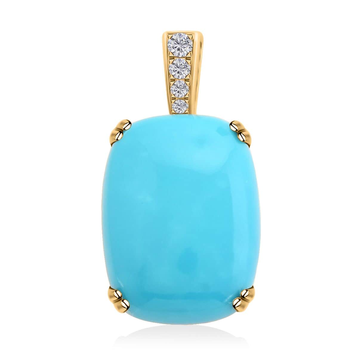 Certified & Appraised Luxoro 14K Yellow Gold AAA Sleeping Beauty Turquoise and G-H I2 Diamond Pendant 8.30 ctw image number 0