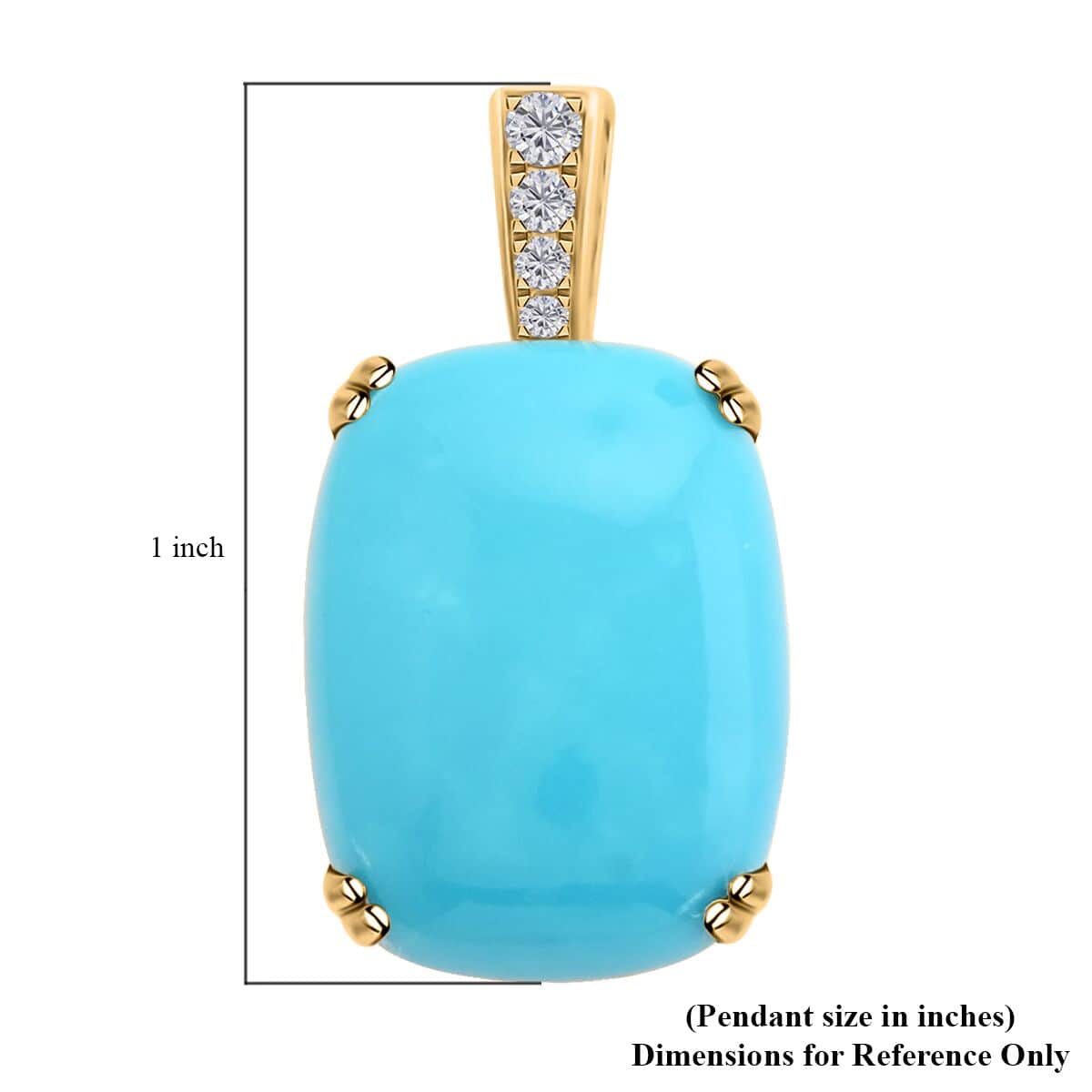 Certified & Appraised Luxoro 14K Yellow Gold AAA Sleeping Beauty Turquoise and G-H I2 Diamond Pendant 8.30 ctw image number 4