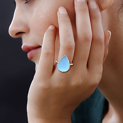 Certified & Appraised Luxoro 14K Yellow Gold AAA Sleeping Beauty Turquoise and G-H I2 Diamond Ring (Size 10.0) 8.85 ctw