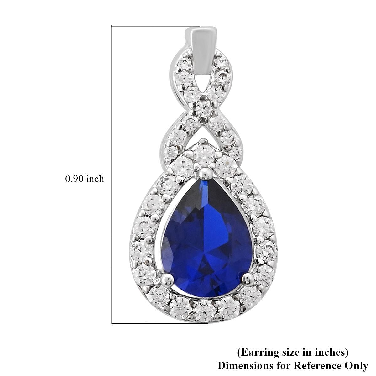Lab Created Blue Spinel and Simulated Diamond Earrings in Silvertone 3.50 ctw image number 4