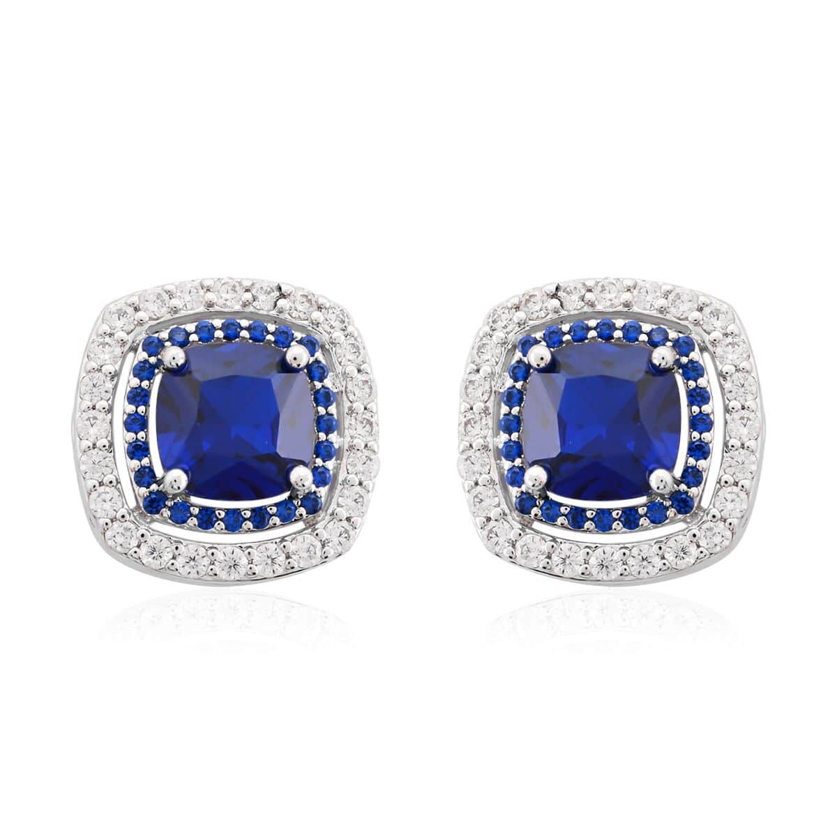 Buy Lab Created Spinel Simulated White and Blue Diamond Earrings