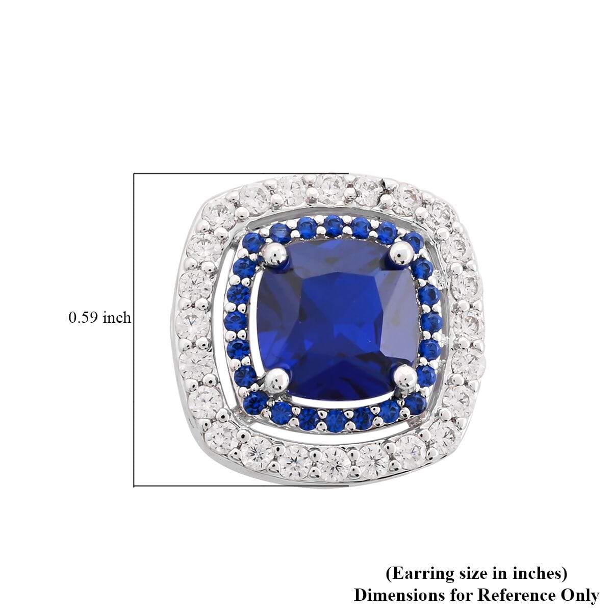 Lab Created Spinel, Simulated White and Blue Diamond 2.55 ctw Earrings in Silvertone image number 4